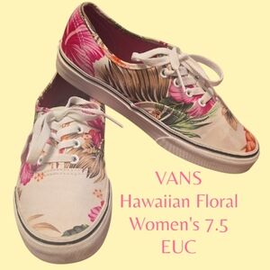 VANS Hawaiian Tropical Floral Sneakers Skater Shoes Women's 7.5 Euc